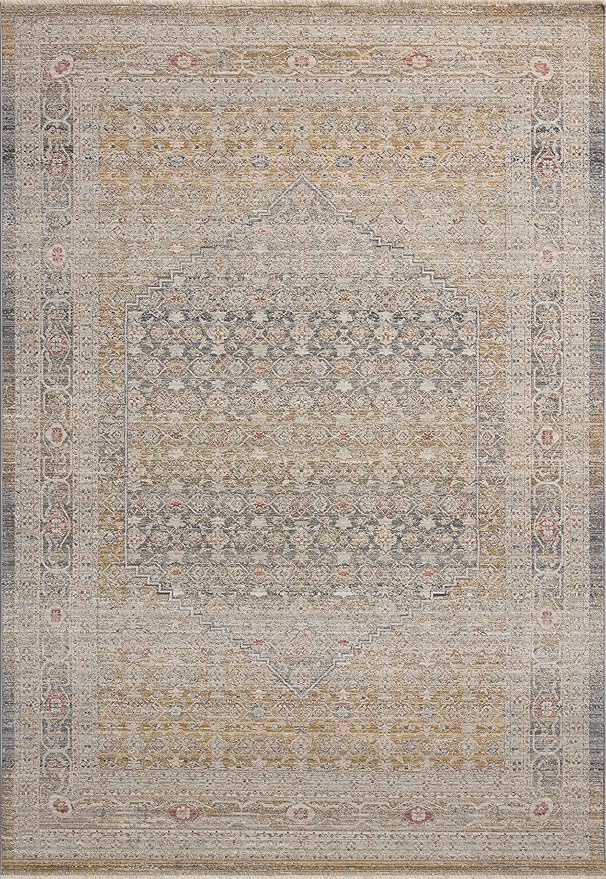 Loloi Chris Loves Julia Ida Collection IDA-02 Stone/Gold 2'-7" x 10'-0", .19" Pile Height, Runner Rug