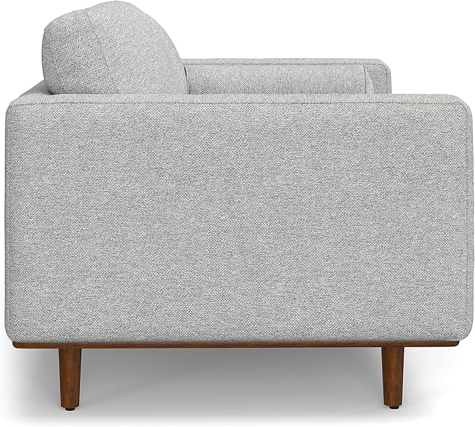 SIMPLIHOME Morrison Mid-Century Modern 72 inch Wide Sofa with Ottoman Set in Mist Grey Tightly Woven Performance Fabric for the Living Room and Family Room