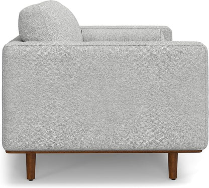 SIMPLIHOME Morrison Mid-Century Modern 72 inch Wide Sofa with Ottoman Set in Mist Grey Tightly Woven Performance Fabric for the Living Room and Family Room