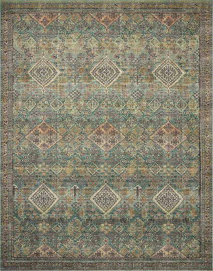 Loloi Magnolia Home by Joanna Gaines Sinclair Collection SIN-03 Turquoise/Multi 3'-6" x 5'-6", .25" Pile Height, Machine Washable, Accent Rug