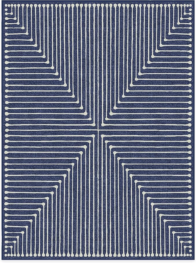 RUGGABLE x Jonathan Adler Machine Washable Modern Area Rug – Inkdrop Lapis Blue 9x12, Stain-Resistant, Non-Slip – Large Rugs for Living Room, Bedroom, Hallway, Entryway & Office–with Cushioned Pad