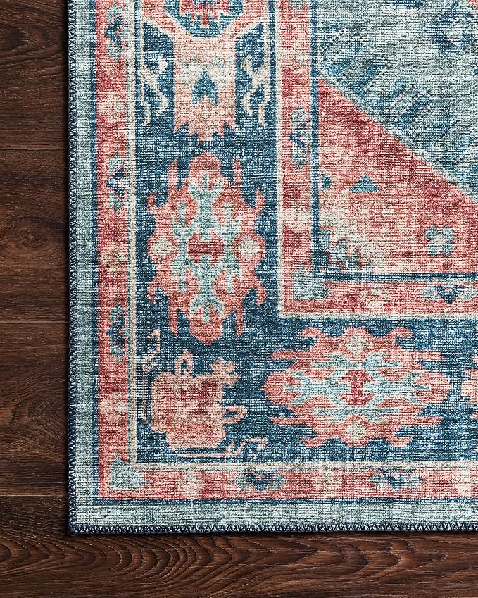 Loloi II Skye Collection SKY-03 Turquoise/Terracotta 7'-6" x 9'-6" Area Rug