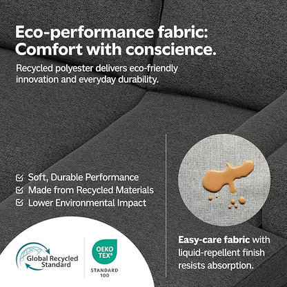 SIMPLIHOME Rex Left-Facing Modular Sectional Sofa in 100% Recycled Polyester Tightly Woven Performance Fabric, Pale Grey, 102-inches Wide, 4-Seater L-Shaped Couch with Left Chaise for Living Room