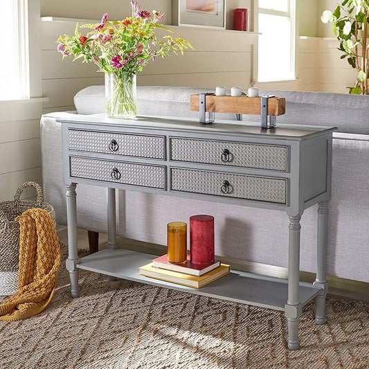 Safavieh Home Collection Haines Distressed Grey 4-Drawer Bottom Shelf Console Table