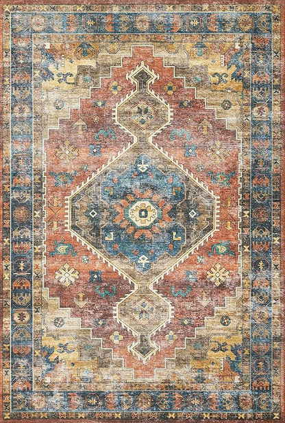 Loloi Skye Collection SKY-11 Rust/Blue 8'-0" x 8'-0" Round Area Rug