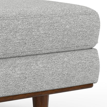 SIMPLIHOME Morrison Mid-Century Modern 72 inch Wide Sofa with Ottoman Set in Mist Grey Tightly Woven Performance Fabric for the Living Room and Family Room