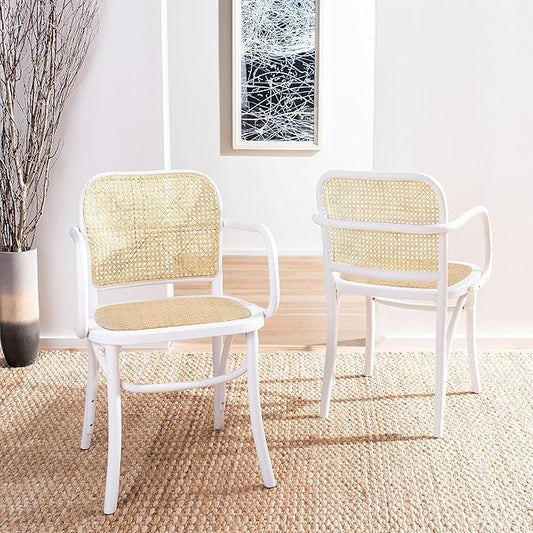 Safavieh Home Keiko White and Natural Cane Dining Chair