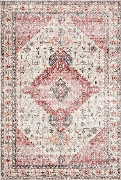 Loloi Skye Collection SKY-02 Ivory/Berry 2'-6" x 12'-0" Runner Rug