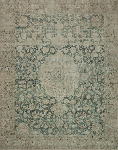 Loloi Magnolia Home by Joanna Gaines Sinclair Collection SIN-05 Jade/Sand 2'-3" x 9'-6", .25" Pile Height, Machine Washable, Runner Rug