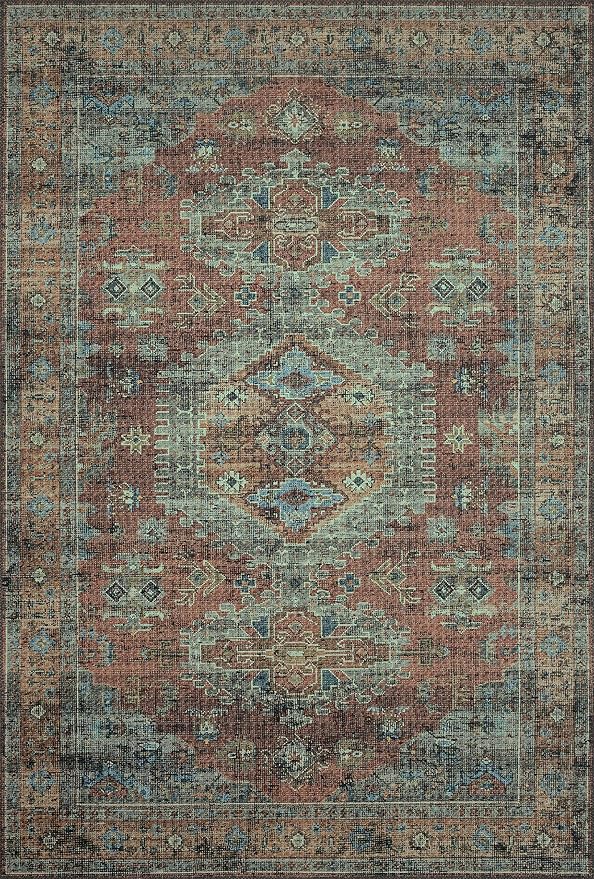 Loloi II Skye Collection SKY-07 Terracotta/Sky 7'-6" x 9'-6" Area Rug