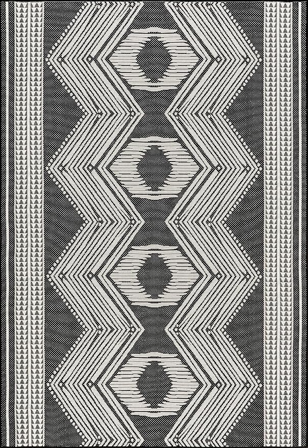 nuLOOM 5' x 8' Outdoor Tribal Geometric Area Rug, Stain Resistant, Weather Resistant, High Traffic, Patio, Balcony, Outside, Ranya Black