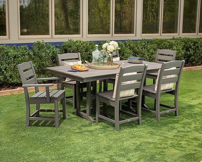 POLYWOOD Lakeside 7-Piece Outdoor Dining Set, Seats 6, HDPE Patio Furniture, Fade-Proof, Sand, Made in USA