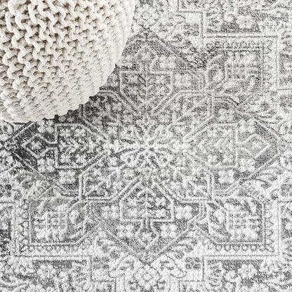 JONATHAN Y Modern Vintage Medallion Light Gray 6x6 Square Indoor Area Rug, Country, Floral, Easy-Cleaning for Living Room, Bedroom, Kitchen, Pet Friendly, Non-Shedding (MDP100A-6SQ)
