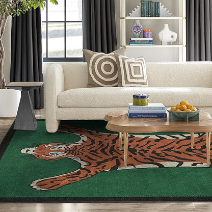 RUGGABLE x Jonathan Adler Machine Washable Modern Area Rug – Tiger Emerald 6x9, Stain-Resistant, Non-Slip – Medium Rugs for Living Room, Bedroom, Hallway, Entryway & Office–with Cushioned Pad