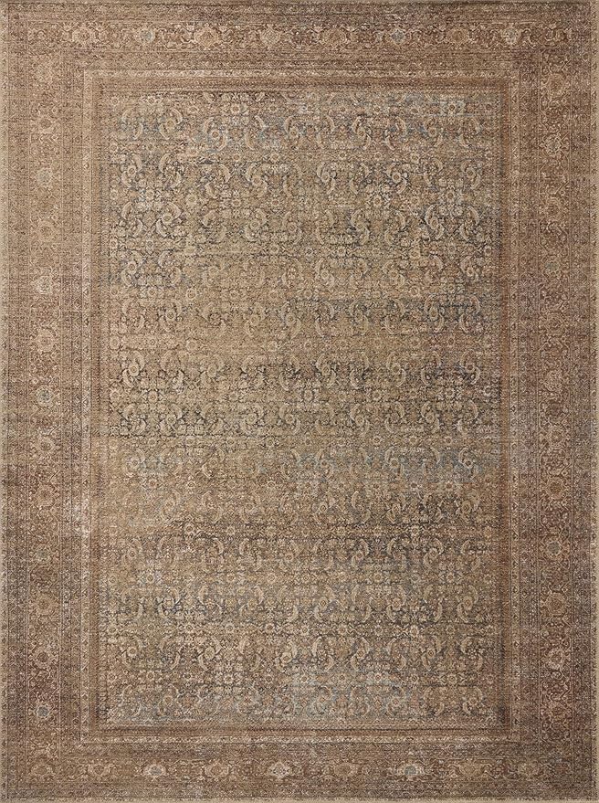 Loloi Amber Lewis Cambria Collection CBR-07 Ocean/Bark 2'-6" x 9'-6" Runner Rug Jute, Neutral, Vintage Style, Antique Tone, Living, Bedroom, Dining, Carpet