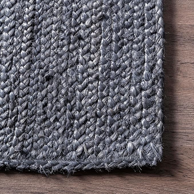 nuLOOM 4x6 Rigo Jute Hand Woven Area Rug, Navy, Solid Farmhouse Design, Natural Fiber, For Bedroom, Living Room, Dining Room, Hallway, Office, Kitchen, Entryway