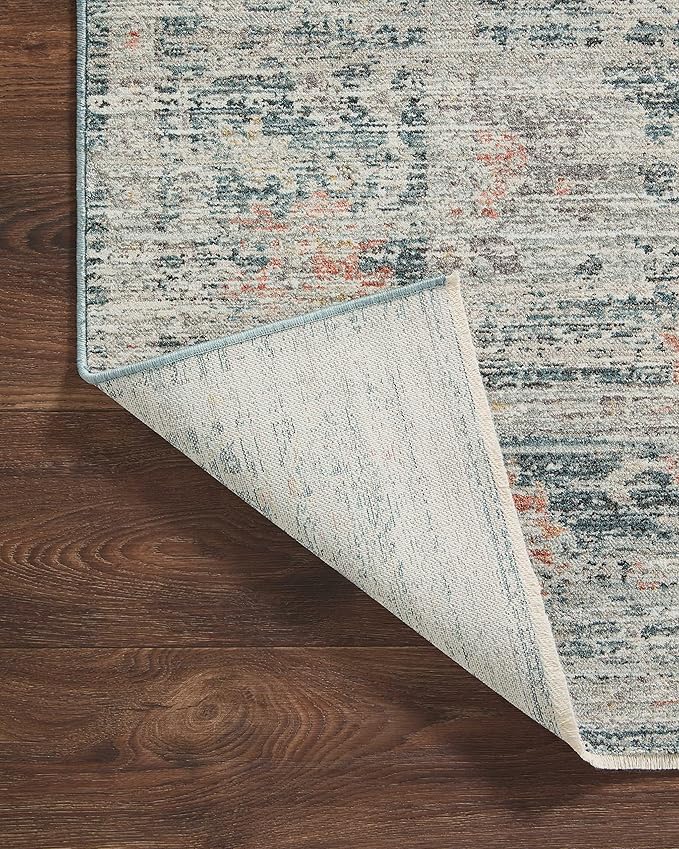 Loloi Magnolia Home by Joanna Gaines Millie Collection MIE-01 Blue/Multi 9'-6" x 9'-6", .25" Pile Height, Round Area Rug