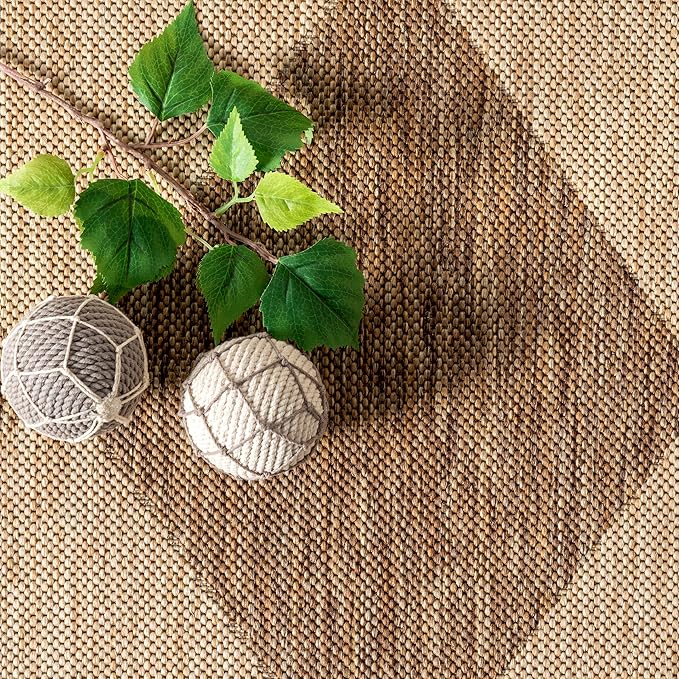 nuLOOM 7' Square Outdoor Performance Area Rug, Stain Resistant, Weather Resistant, High Traffic, Patio, Balcony, Outside, Sabina Brown