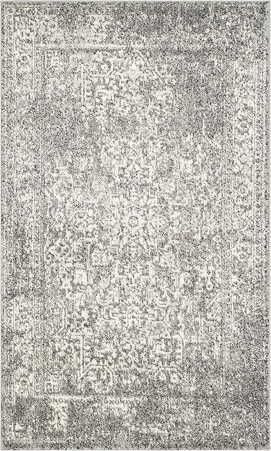 SAFAVIEH Evoke Collection 3' x 5' Grey/Ivory EVK256D Oriental Distressed Non-Shedding Living Room Bedroom Accent Rug