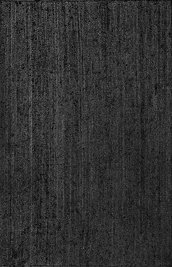 nuLOOM 3x5 Rigo Jute Hand Woven Area Rug, Black, Solid Farmhouse Design, Natural Fiber, For Bedroom, Living Room, Dining Room, Hallway, Office, Kitchen, Entryway