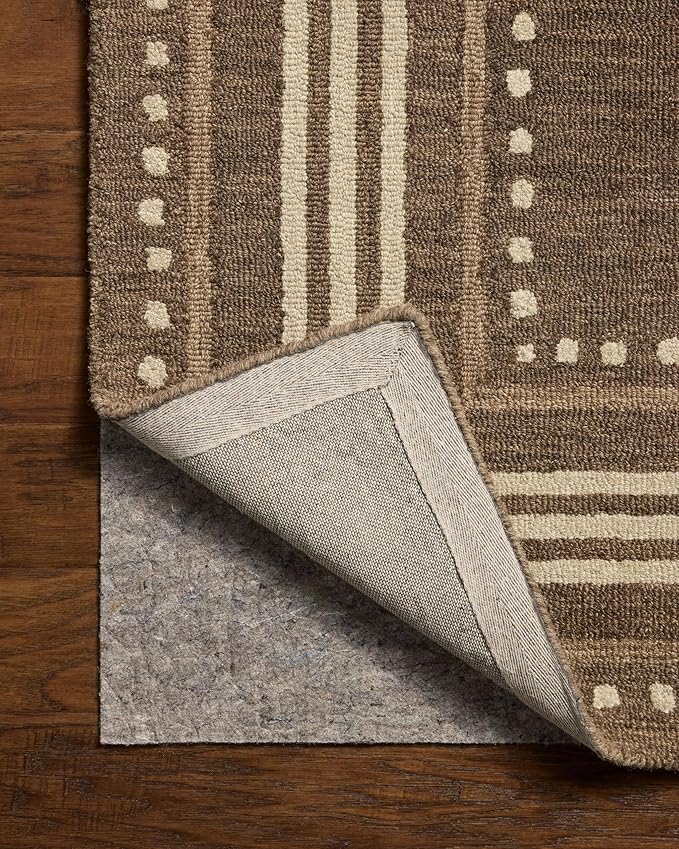 Loloi Chris Loves Julia Alfie Collection ALF-02 Bark/Natural 7'-9" x 9'-9" Area Rug Wool Neutral Living Bedroom Dining Carpet