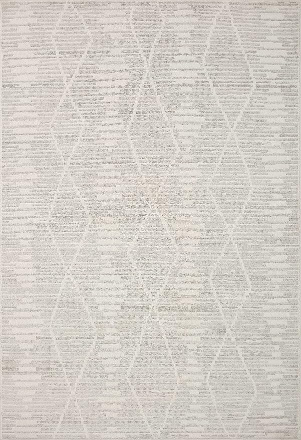 Loloi Kamala Collection KAM-02 Ivory/Silver 6'-7" x 9'-6" Area Rug