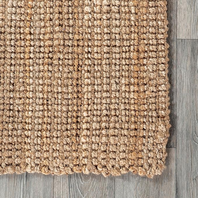 nuLOOM Ashli Solid Farmhouse Jute Area Rug, 4x6, Natural