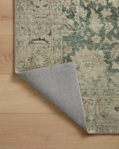 Loloi Magnolia Home by Joanna Gaines Sinclair Collection SIN-05 Jade/Sand 2'-3" x 9'-6", .25" Pile Height, Machine Washable, Runner Rug