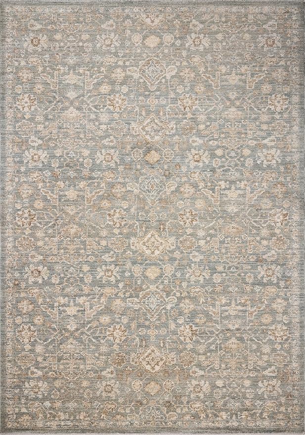 Loloi Chris Loves Julia Palma Collection PLM-05 Blue/Natural 2'-3" x 3'-10" Accent Rug Vintage Style Boho Living Room Bedroom Carpet