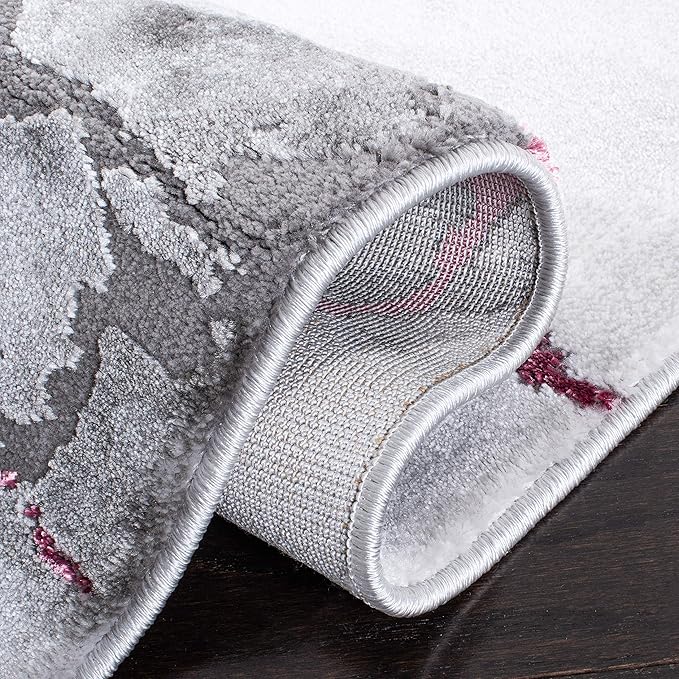 SAFAVIEH Craft Collection Runner Rug - 2'3" x 12', Grey & Wine, Modern Abstract Design, Non-Shedding & Easy Care, Ideal for High Traffic Areas in Living Room, Bedroom (CFT877S)