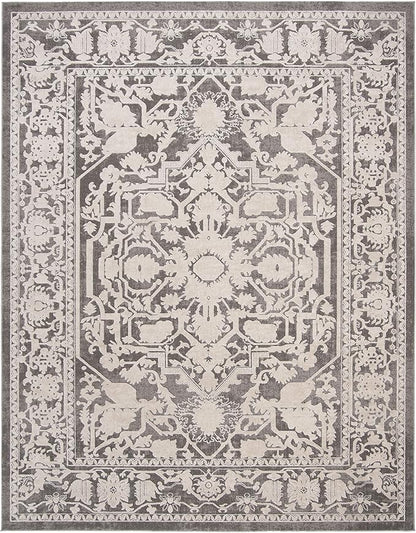 SAFAVIEH Area Rug 9x12 - Reflection Collection - Large - Dark Grey & Cream, Non-Shedding & Easy Cleaning, Ideal for Living Room, Bedroom, Dining Space (RFT665B)