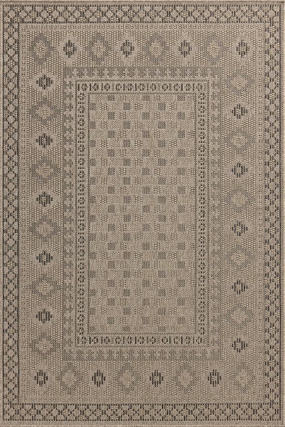 Loloi Chris Loves Julia Providence Collection PRC-07 Dove/Charcoal 3'-9" x 5'-9", .12" Pile Height, Indoor/Outdoor Accent Rug