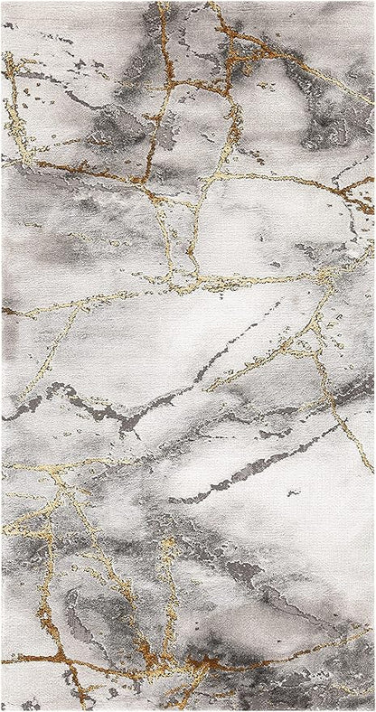 SAFAVIEH Craft Collection Accent Rug - 2'3" x 4', Grey & Gold, Modern Abstract Design, Non-Shedding & Easy Care, Ideal for High Traffic Areas in Entryway, Living Room, Bedroom (CFT877F)