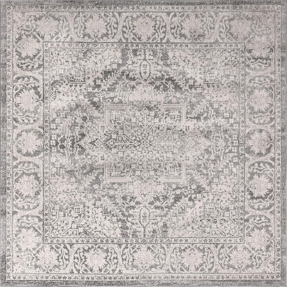 JONATHAN Y Modern Vintage Medallion Light Gray 9x9 Square Indoor Area Rug, Country, Floral, Easy-Cleaning for Living Room, Bedroom, Kitchen, Pet Friendly, Non-Shedding (MDP100A-9SQ)