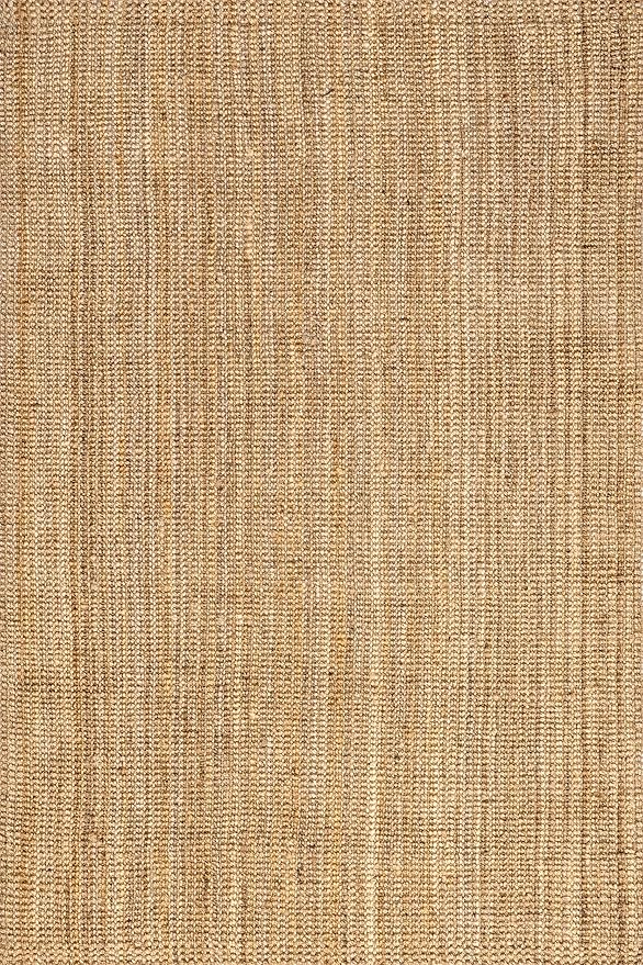 nuLOOM Ashli Solid Farmhouse Jute Area Rug, 5x8, Natural