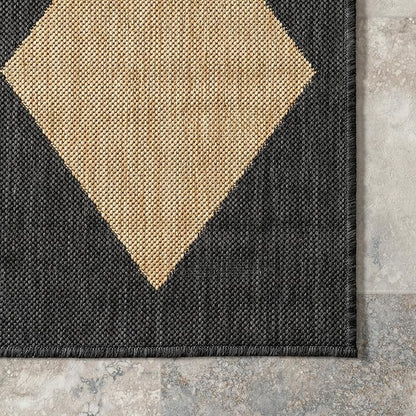 nuLOOM 4' x 6' Outdoor Performance Area Rug, Stain Resistant, Weather Resistant, High Traffic, Patio, Balcony, Outside, Sabina Dark Grey