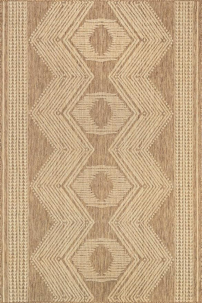 Nuloom Ranya Light Brown/Ivory, 8' x 10', Tribal Geometric, Soft and Cozy, High Traffic, Stain Resistant, Easy Clean, Durable Area Rug for Indoor/Outdoor Patio, Deck, Porch, Garden, Courtyard