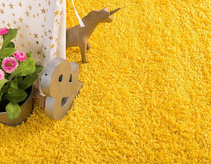 Unique Loom Solid Shag Collection Area Rug (2' 6" x 19' 8" Runner, Tuscan Sun Yellow)