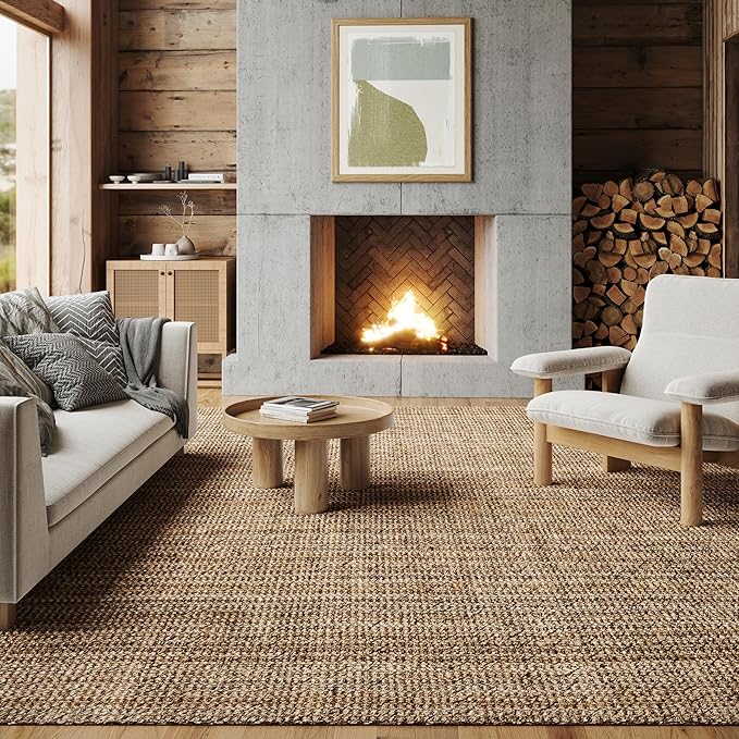 nuLOOM Ashli Solid Farmhouse Jute Area Rug, 4x6, Natural