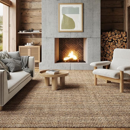 nuLOOM Ashli Solid Farmhouse Jute Area Rug, 7'6" x 9'6", Natural