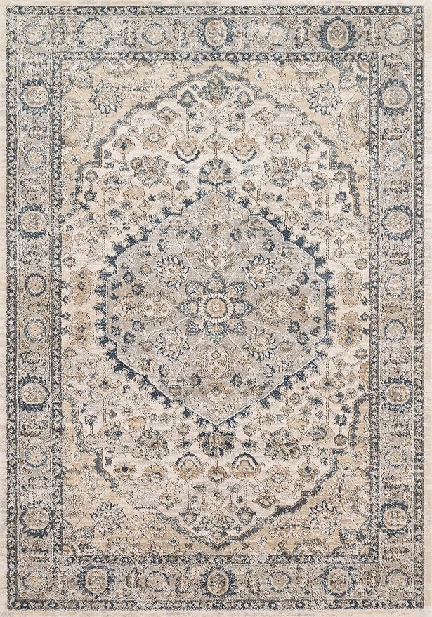 Loloi Teagan Collection TEA-01 Natural/Lt. Grey 2'-8" x 7'-6" Runner Rug, Large, Soft Neutral Rug, High-Traffic for Living Room, Bedroom, Home Office, Dining Area