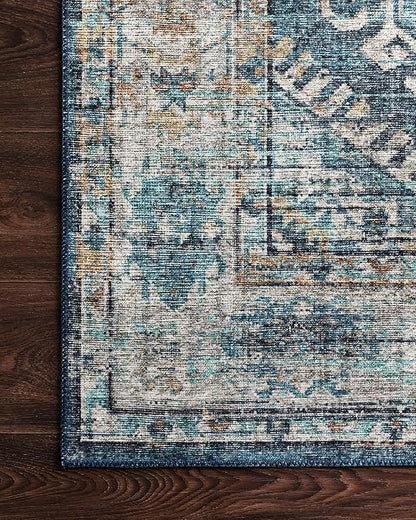 Loloi Skye Collection SKY-03 Denim/Natural 8'-0" x 8'-0" Round Area Rug