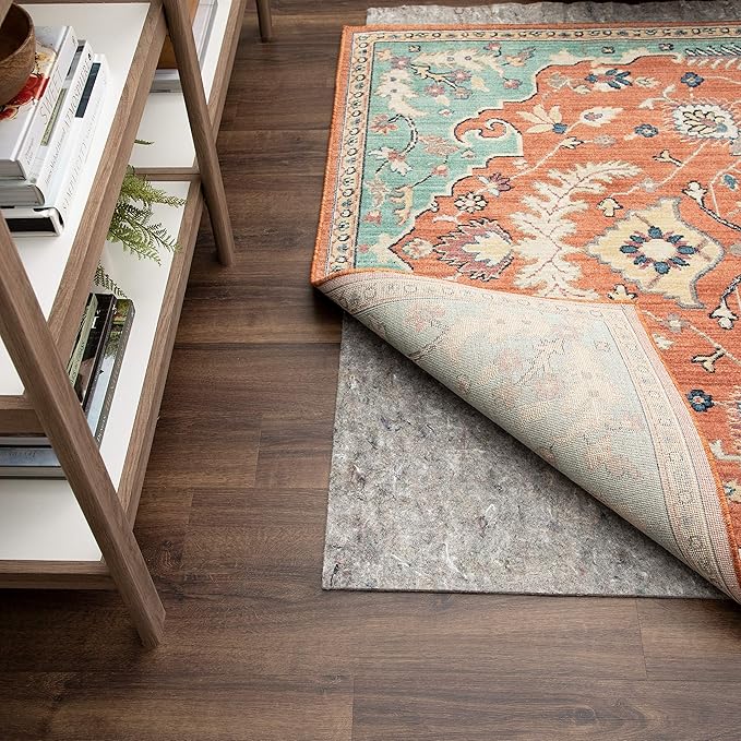 Mohawk Home 8' x 10' Non Slip Grip Rug Pad 1/4" Thick Dual Surface Felt Cushion + Rubber Gripper - Safe for All Floors