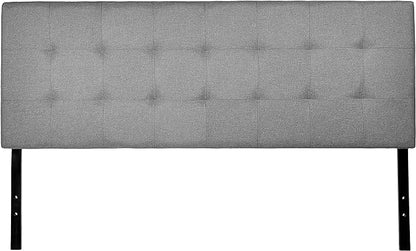 Amazon Basics Faux Linen Upholstered Tufted Headboard with Adjustable Height, King, Gray
