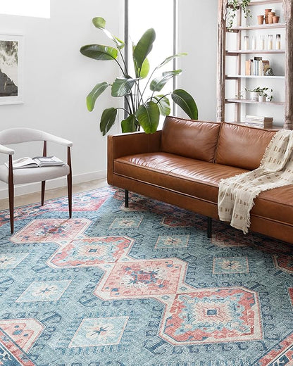 Loloi II Skye Collection SKY-03 Turquoise/Terracotta 6'-0" x 6'-0" Round Area Rug