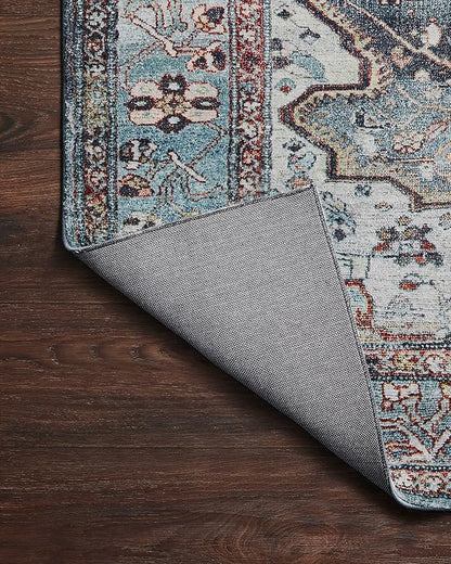 Loloi Margot Collection MAT-05 Ocean/Brick 2'-6" x 9'-6" Runner Rug feat. CloudPile, No-Shed Easy Clean Large Patterned Area Rug for Living Room, Bedroom, Dining Area
