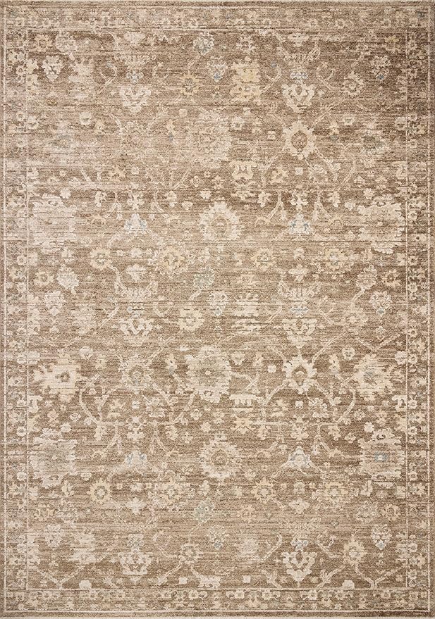Loloi Chris Loves Julia Palma Collection PLM-09 Brown/Earth 3'-6" x 5'-6" Fringe Accent Rug Vintage Style Boho Living Room Bedroom Carpet