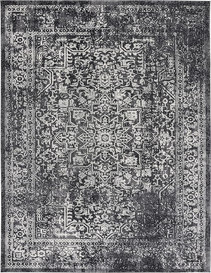 SAFAVIEH Evoke Collection 11' x 15' Black / Grey EVK256R Oriental Distressed Non-Shedding Living Room Bedroom Dining Home Office Area Rug