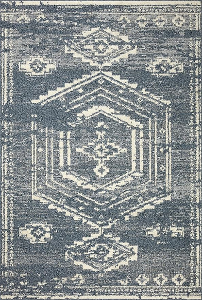 Loloi Magnolia Home by Joanna Gaines Gigi Collection GIG-03 Denim/Ivory 6'-7" x 9'-2" Area Rug