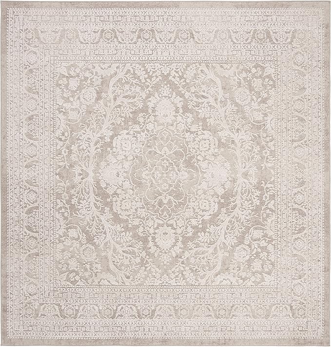 SAFAVIEH Area Rug 3' Square - Reflection Collection - Beige & Cream, Non-Shedding & Easy Cleaning, Ideal for Entryway, Living Room, Bedroom (RFT668A)